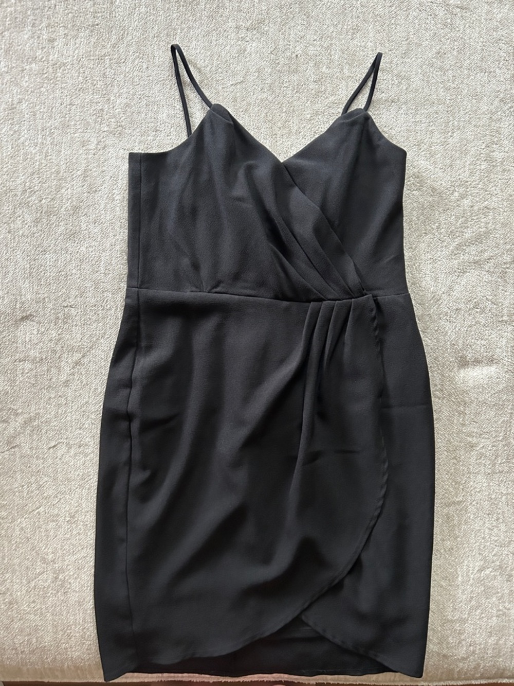 julia jordan Black Spaghetti-Strap Faux Wrap Mini Dress